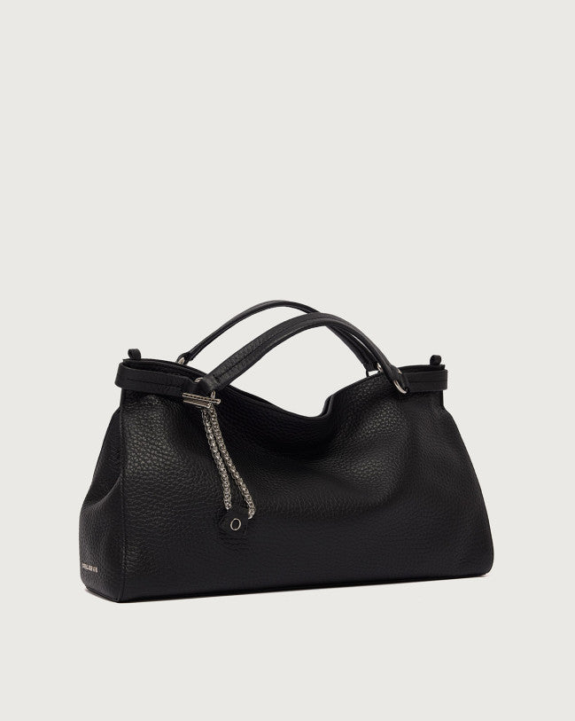 Orciani Borsa Virgo Soft Pelle Martellata Nera