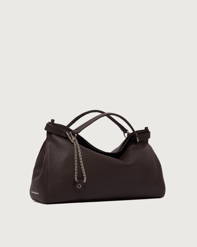 Orciani Borsa Virgo Soft Midi Pelle Martellata Burgundy
