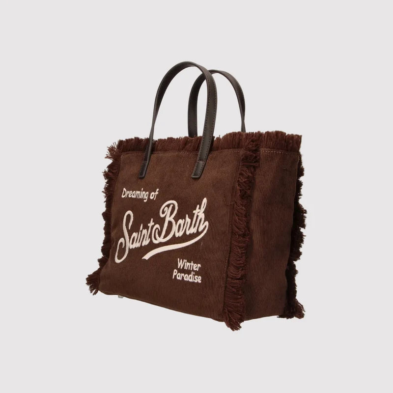 Saint Barth Borsa Colette Corduroy Velluto Marrone