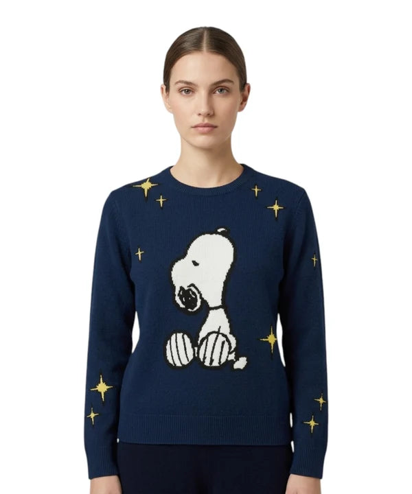 Saint Barth Maglia New Queen Snoopy Stars Watcher Blu