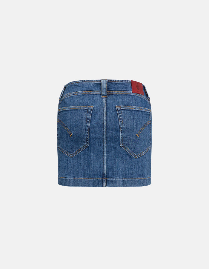 Dondup Gonna Mini In Denim Stretch Blu