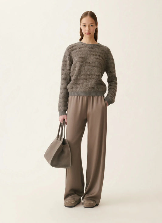 Fabiana Filippi Maglia In Platinum e Mohair Riga e Paillettes Falcon