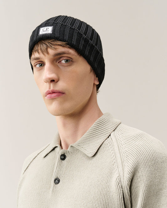 C.P. Company Berretto In Lana Merinos Extrafine Nero