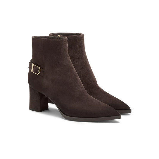 Santoni Stivaletto Tacco Medio Suede Testa Di Moro