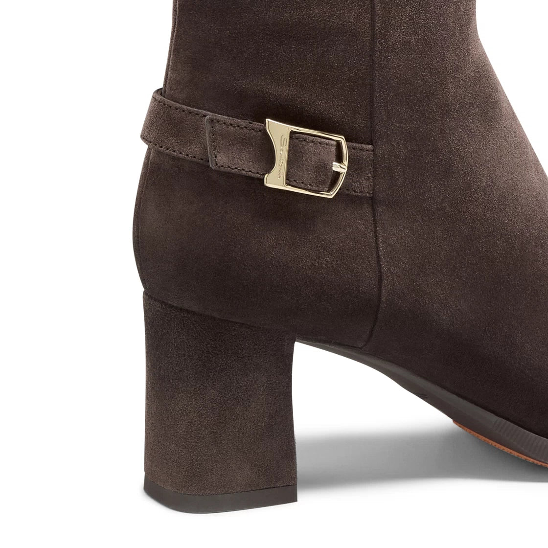 Santoni Stivaletto Tacco Medio Suede Testa Di Moro