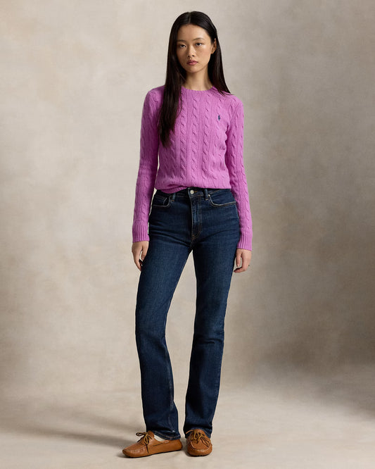 Polo Ralph Lauren Girocollo Trecce Lana Cashmere Rosa Cardo