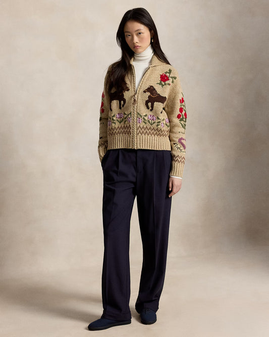 Polo Ralph Lauren Cardigan Cotone E Lana Con Intarsi Multicolor