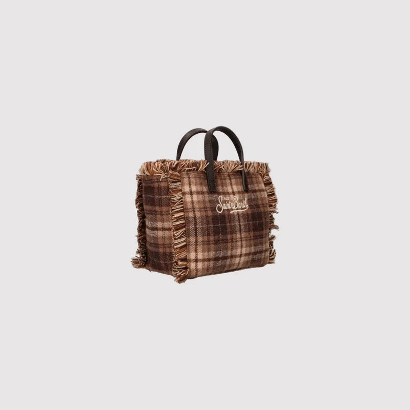 Saint Barth Borsa Vanity Mini Wool Tartan Beige Moro
