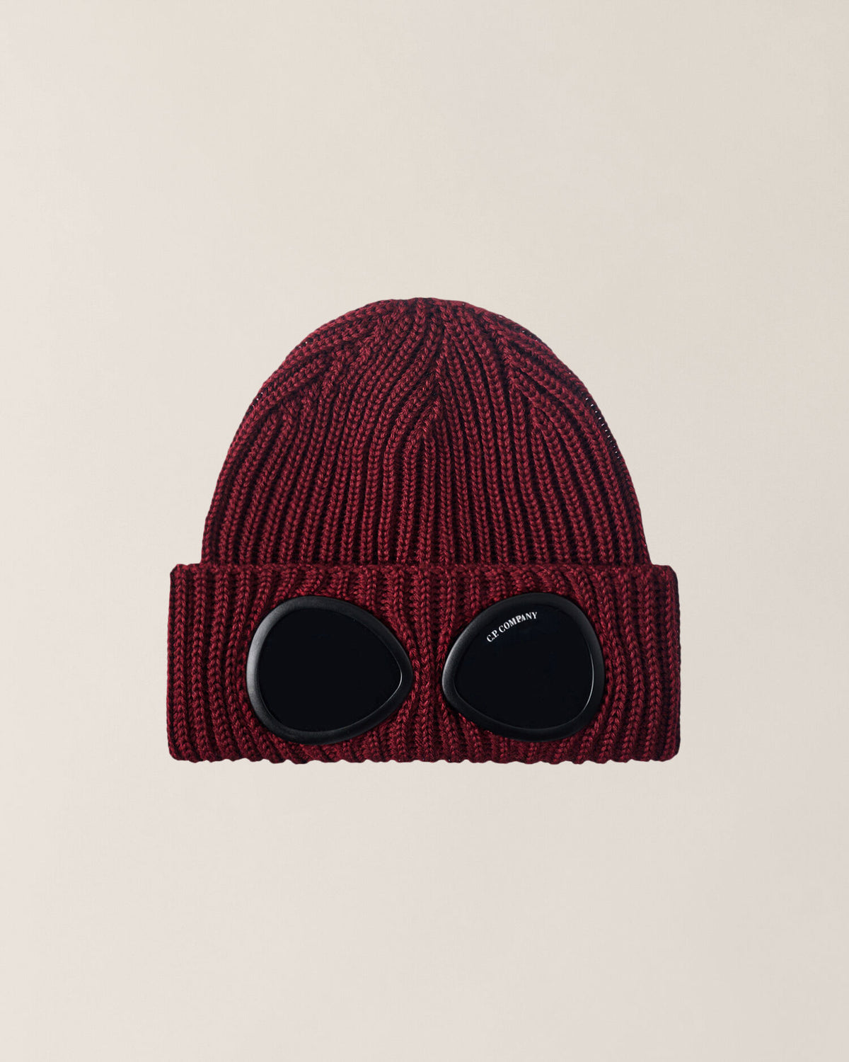 C.P. Company Berretto Con Occhiali In Lana Merinos Extrafine Bordeaux
