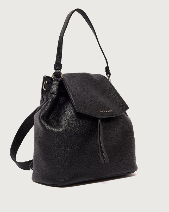 Orciani Zaino The Door Soft Pelle Martellata Nera