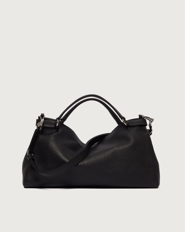 Orciani Borsa Virgo Soft Pelle Martellata Nera