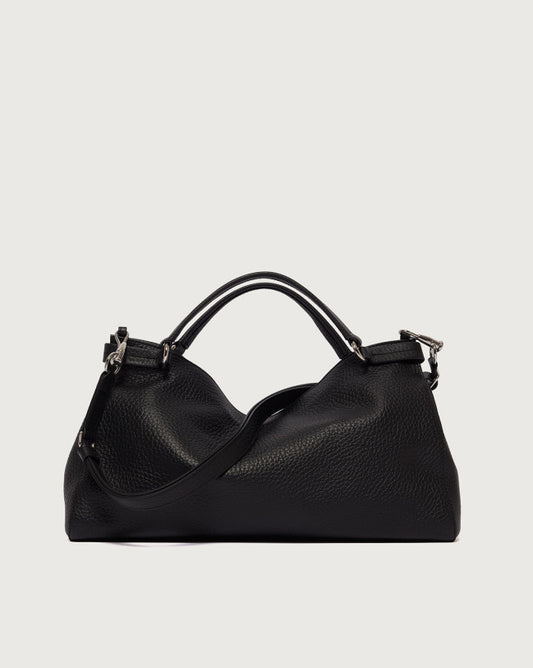 Orciani Borsa Virgo Soft Pelle Martellata Nera