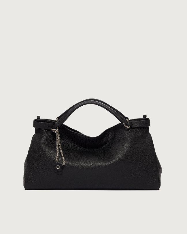 Orciani Borsa Virgo Soft Pelle Martellata Nera