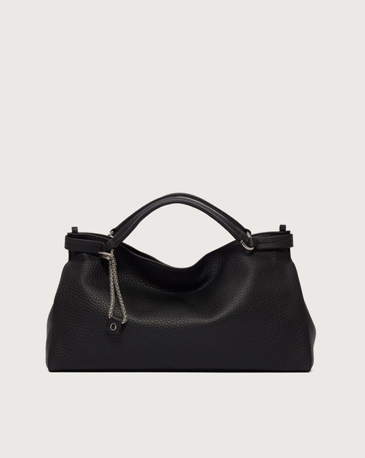 Orciani Borsa Virgo Soft Pelle Martellata Nera