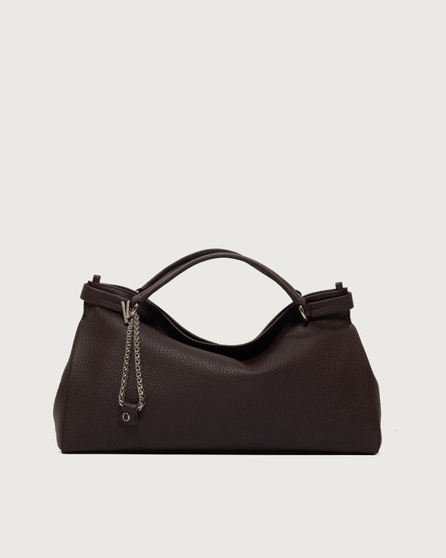 Orciani Borsa Virgo Soft Midi Pelle Martellata Burgundy
