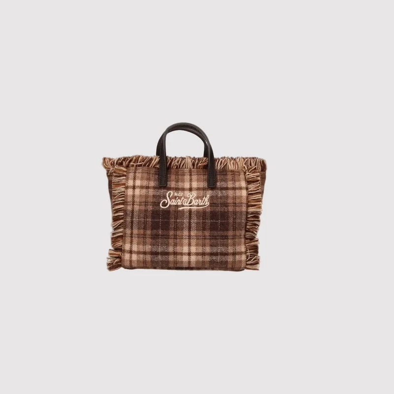 Saint Barth Borsa Vanity Mini Wool Tartan Beige Moro
