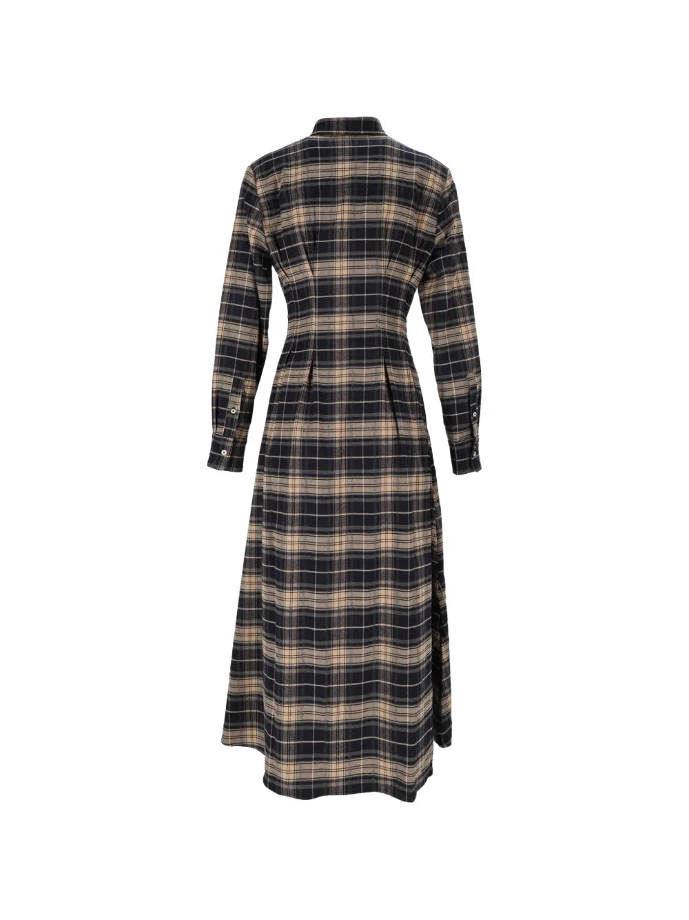 Saint Barth Alys Abito Lungo Flanella Tartan Nero Beige