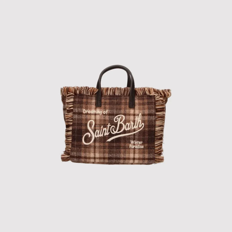 Saint Barth Borsa Vanity Mini Wool Tartan Beige Moro
