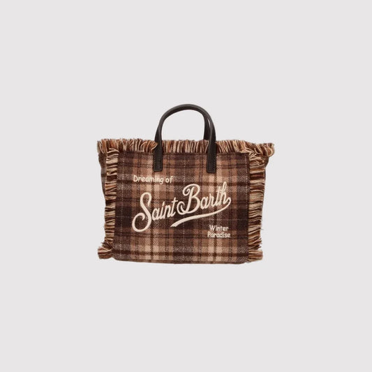 Saint Barth Borsa Vanity Mini Wool Tartan Beige Moro