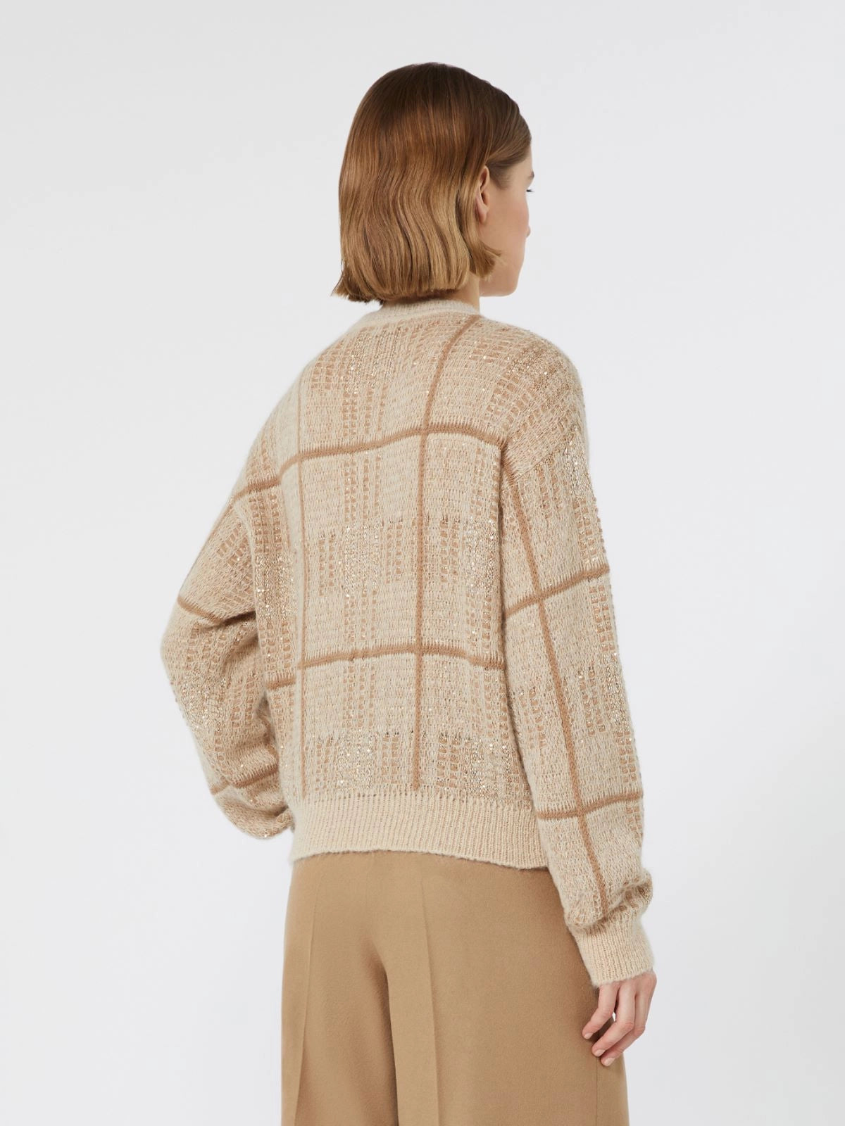 Max Mara Maglia Boxy In Lana Mohair E Cashmere Ecru