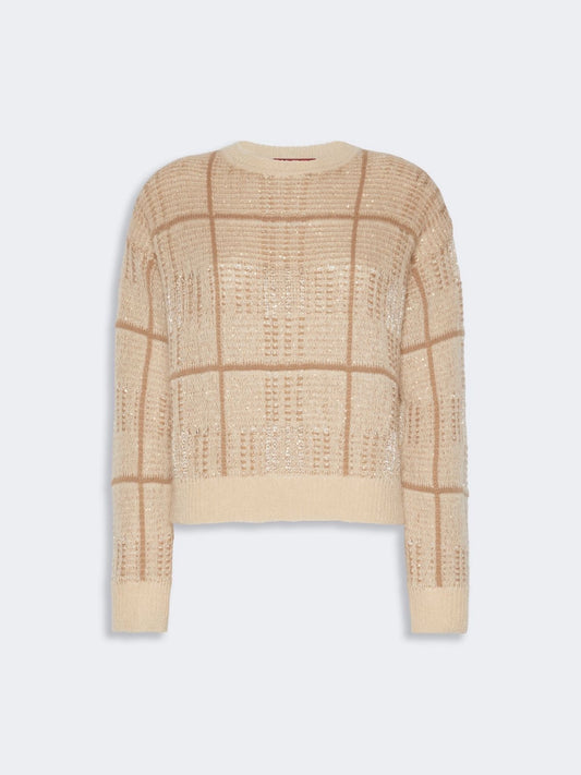 Max Mara Maglia Boxy In Lana Mohair E Cashmere Ecru