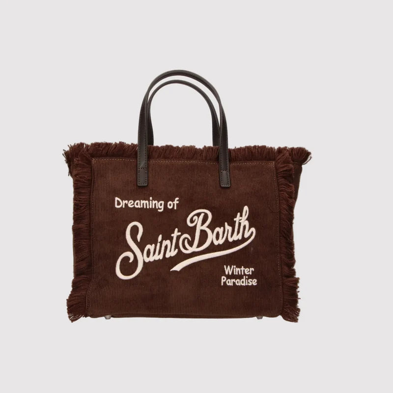 Saint Barth Borsa Colette Corduroy Velluto Marrone