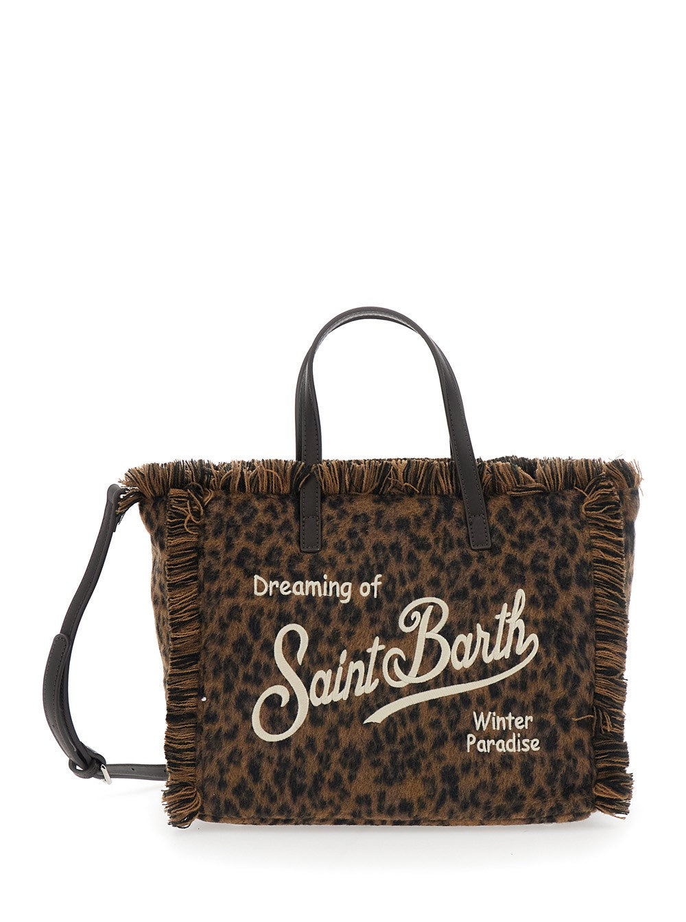 Saint Barth Borsa Colette Felt Stampa Dark Leopard