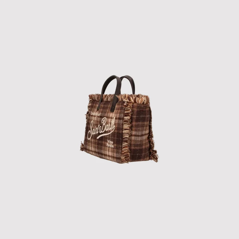 Saint Barth Borsa Vanity Mini Wool Tartan Beige Moro