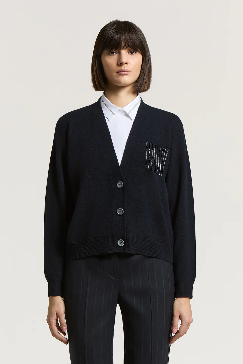 Peserico Cardigan Lana Seta Cashmere Blu Universo