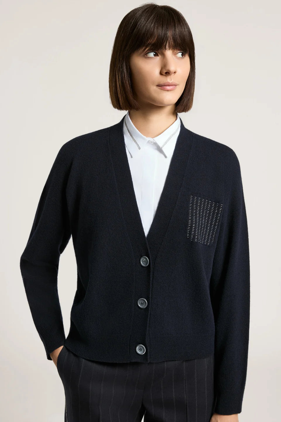 Peserico Cardigan Lana Seta Cashmere Blu Universo