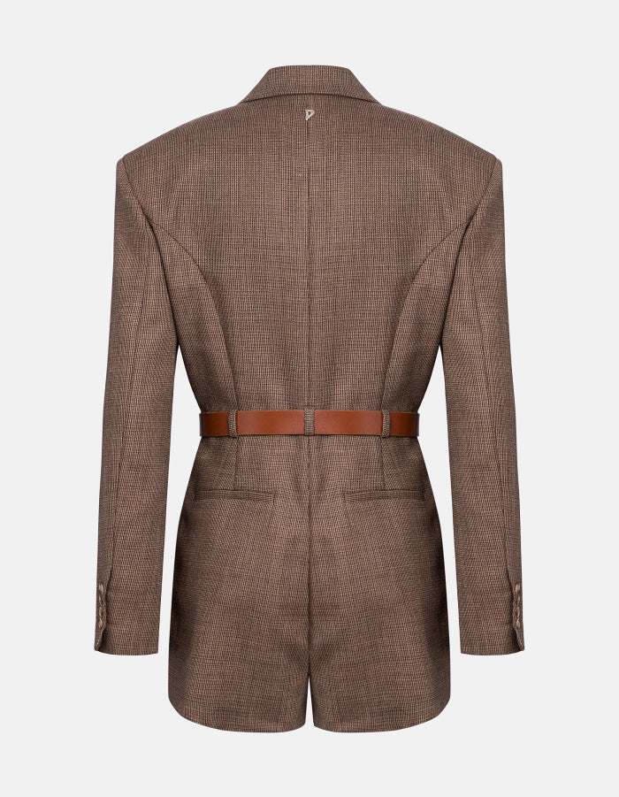Dondup Tuta Shortd Lana Fantasia Marrone Beige