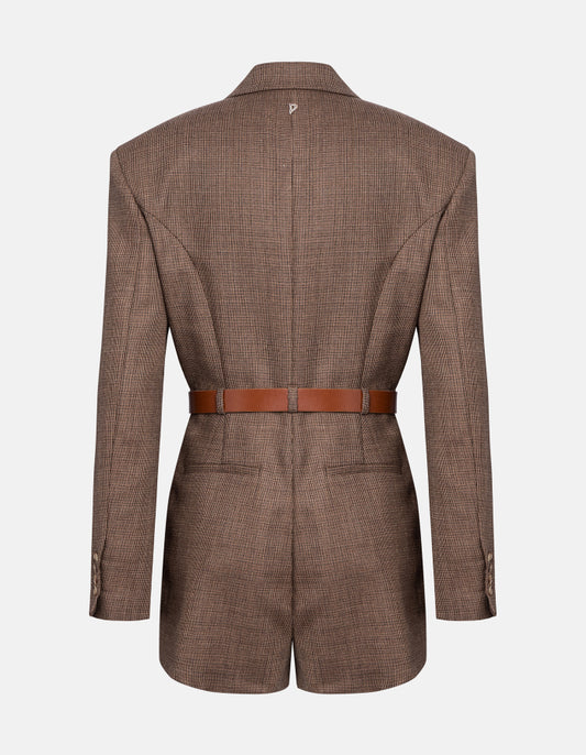 Dondup Tuta Shortd Lana Fantasia Marrone Beige
