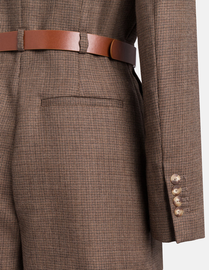 Dondup Tuta Shortd Lana Fantasia Marrone Beige