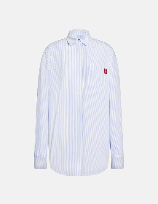 Dondup Camicia Over In Riga Di Cotone Celeste