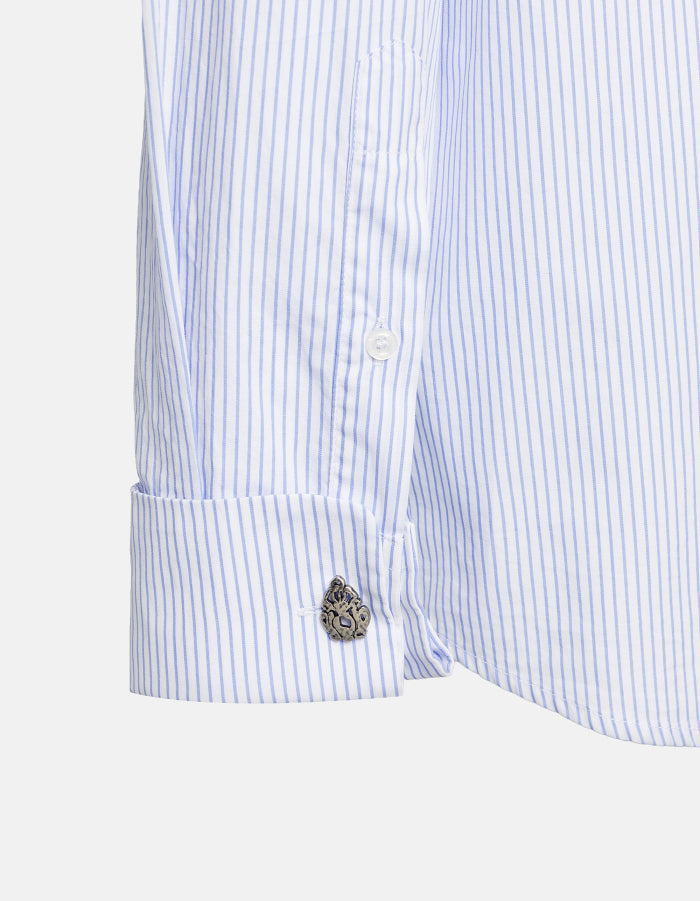 Dondup Camicia Over In Riga Di Cotone Celeste