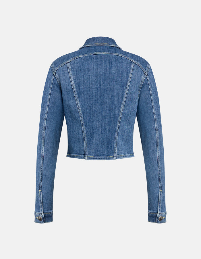 Dondup Giubbino Cropped In Denim Stretch Blu