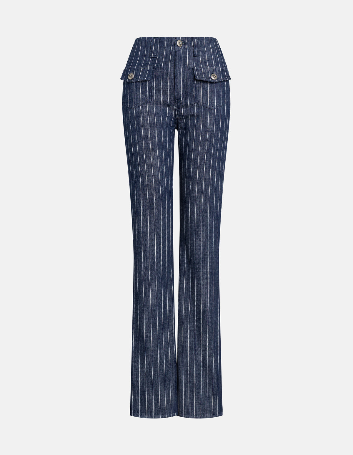 Dondup Pantaloni Flare In Gessato Blu