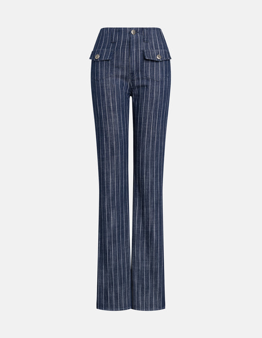 Dondup Pantaloni Flare In Gessato Blu
