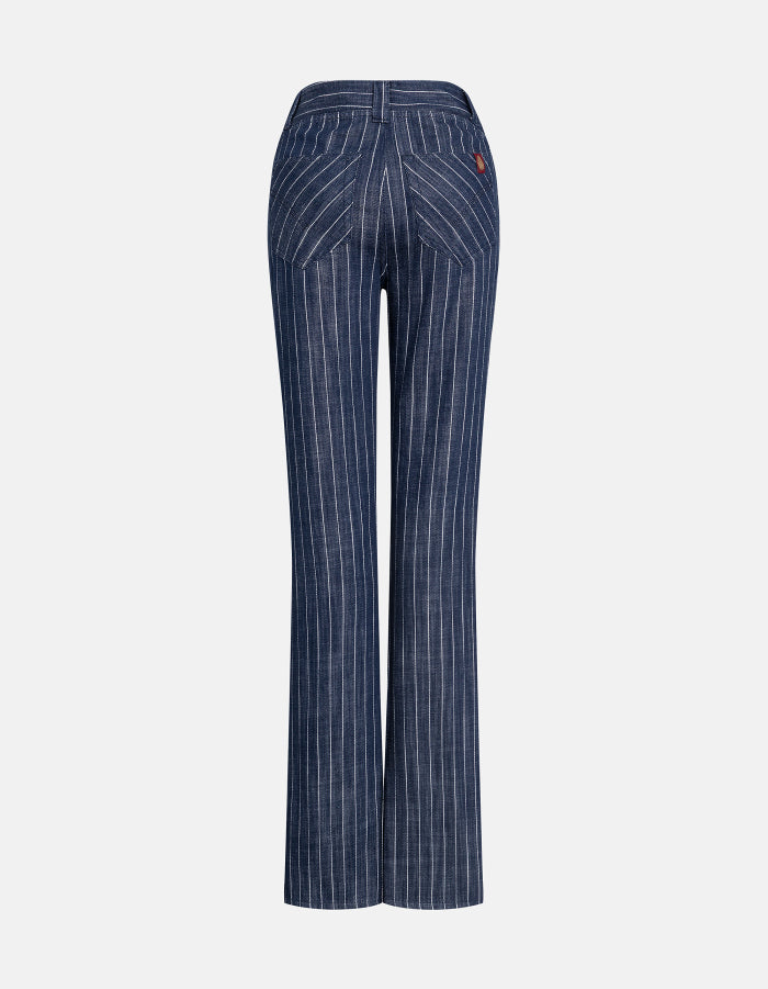 Dondup Pantaloni Flare In Gessato Blu