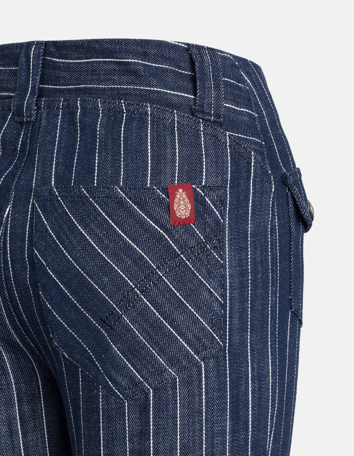 Dondup Pantaloni Flare In Gessato Blu