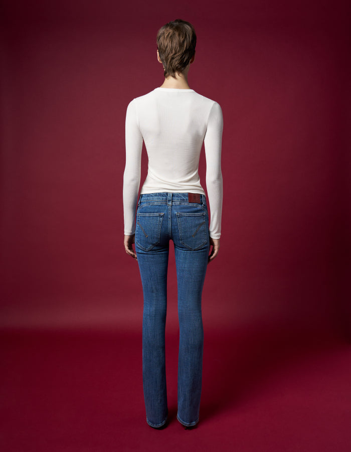 Dondup T-shirt Slim In Costina Di Viscosa Bianco