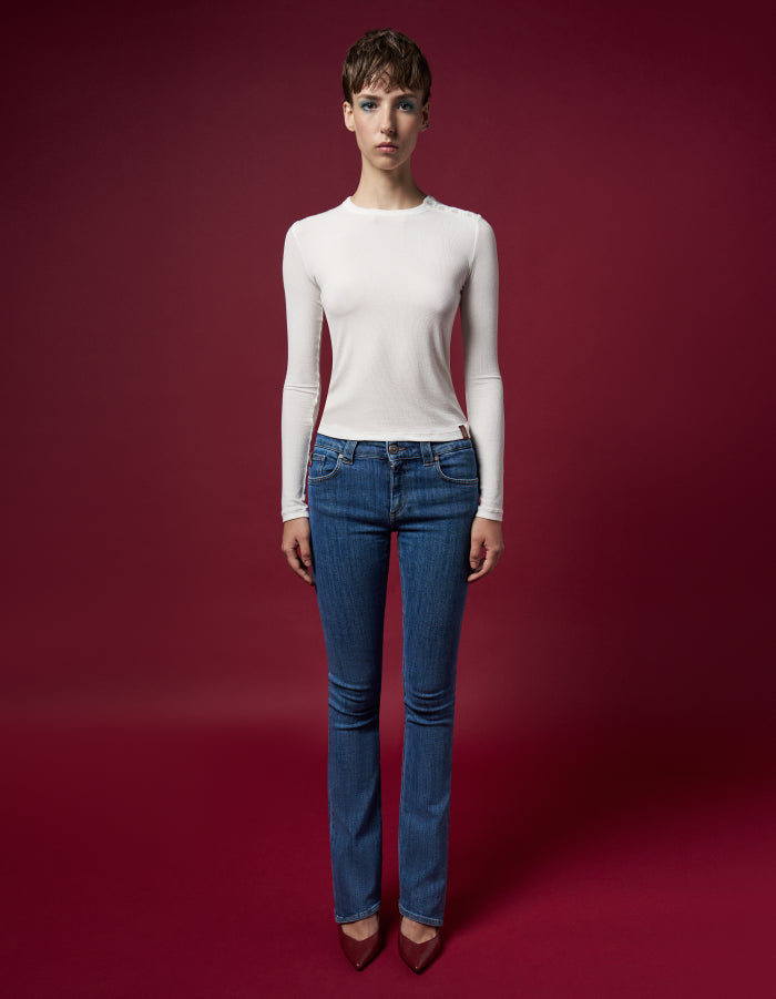 Dondup T-shirt Slim In Costina Di Viscosa Bianco