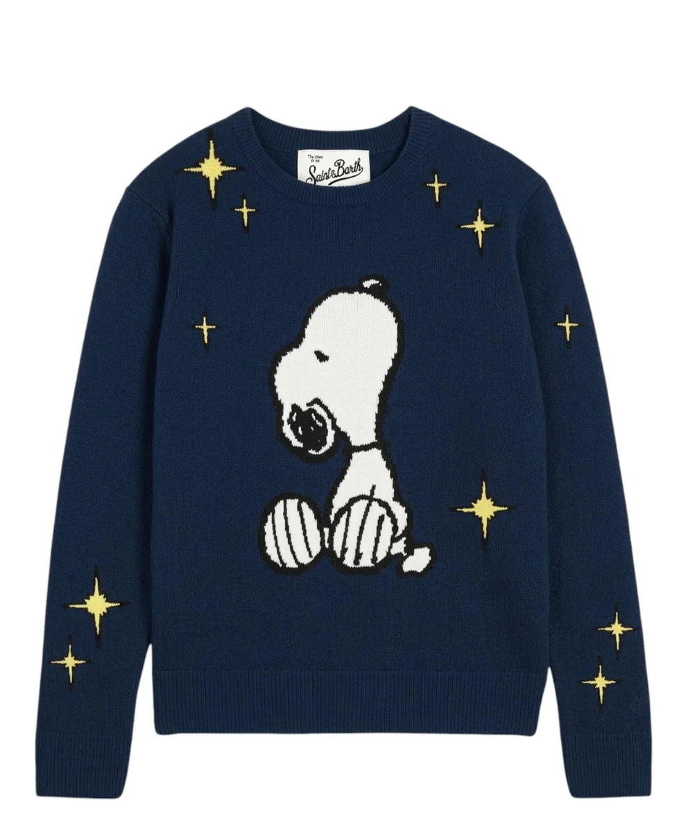 Saint Barth Maglia New Queen Snoopy Stars Watcher Blu