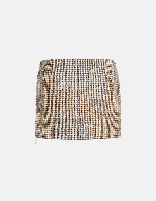 Dondup Gonna Mini In Pied De Poule Bouclè Castoro