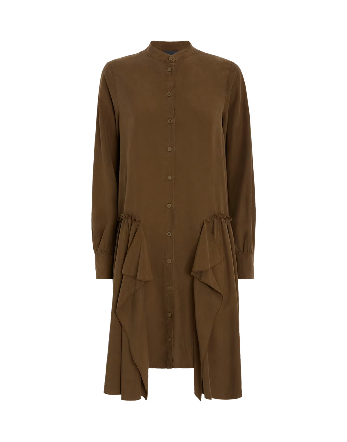 High Chemisier Ampio Lyocell Marrone