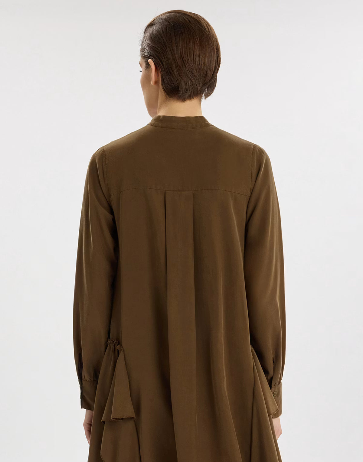 High Chemisier Ampio Lyocell Marrone