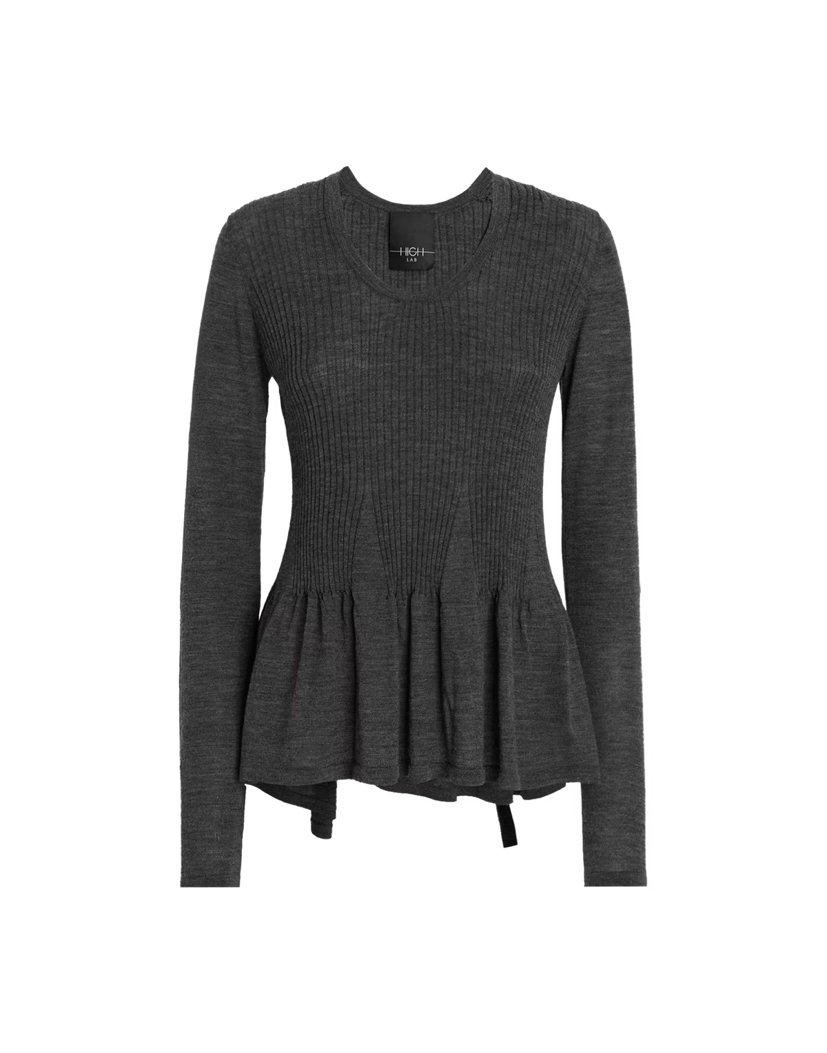 High Maglia a V Lana Grigio Piombo