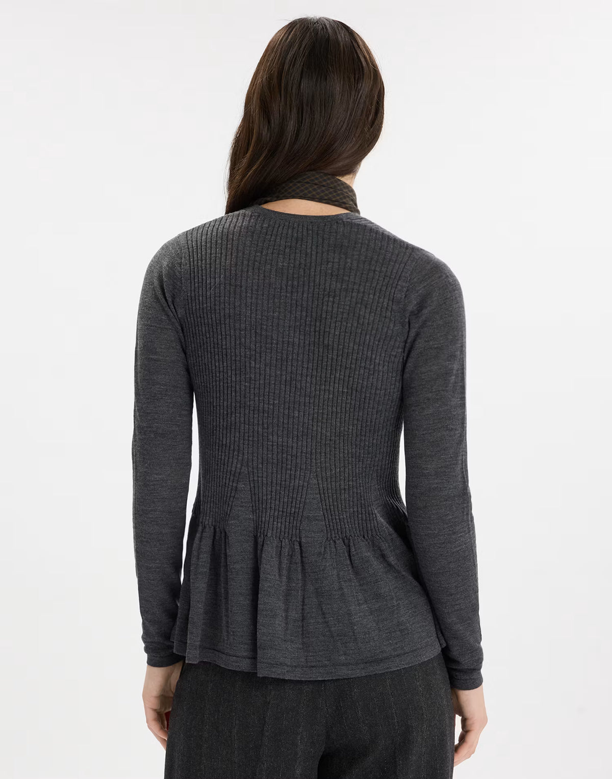 High Maglia a V Lana Grigio Piombo