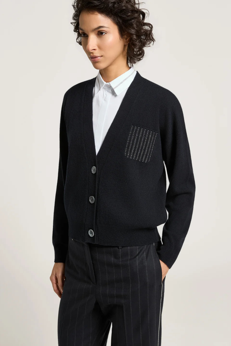 Peserico Cardigan Lana Seta Cashmere Blu Universo