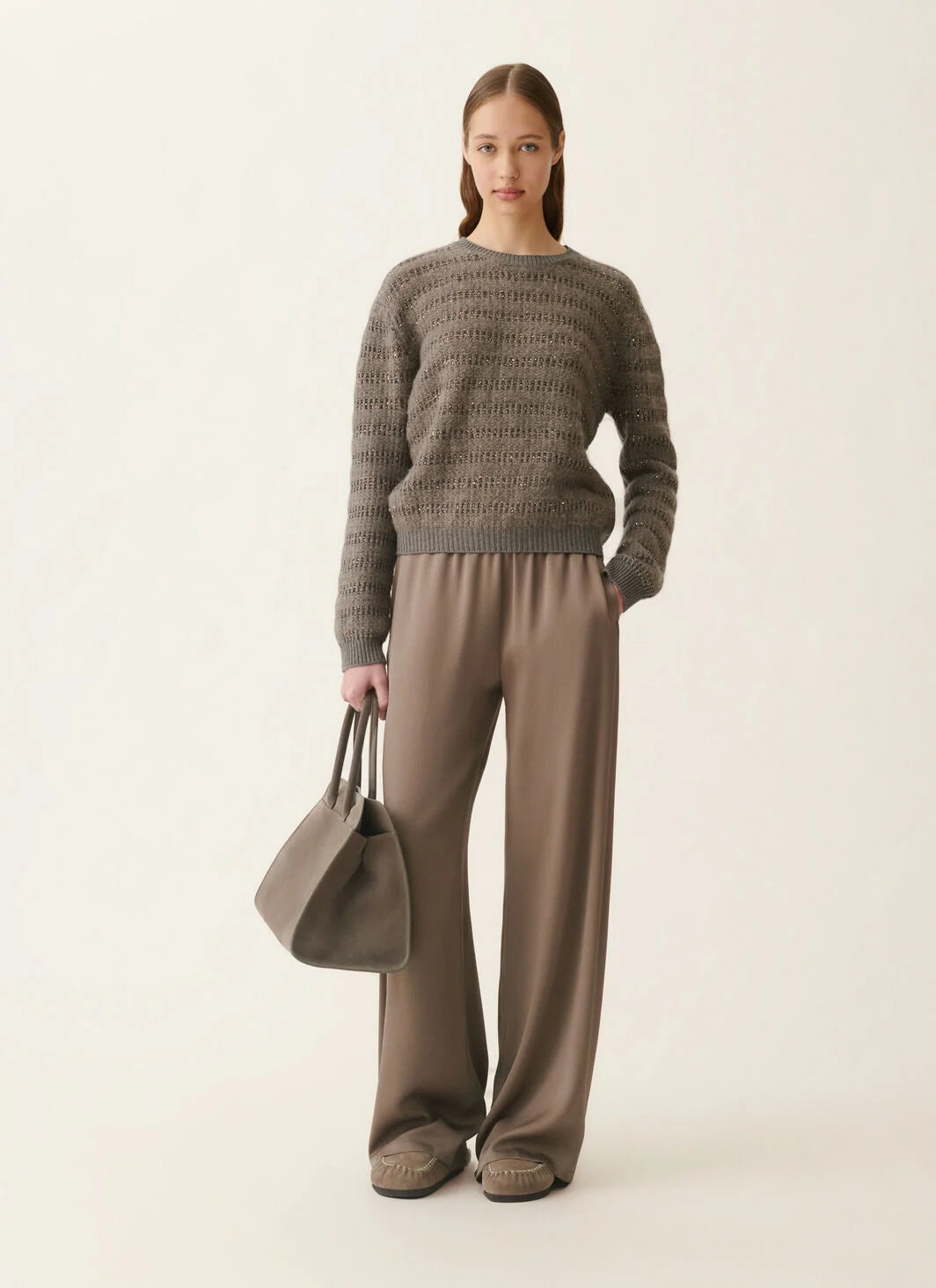 Fabiana Filippi Maglia In Platinum e Mohair Riga e Paillettes Falcon